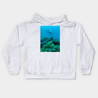 coral reef and scuba diver Kids Hoodie